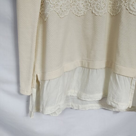 Comme Toi... Women's Cream Lace Long Sleeved Blouse Size S - Picture 2 of 11